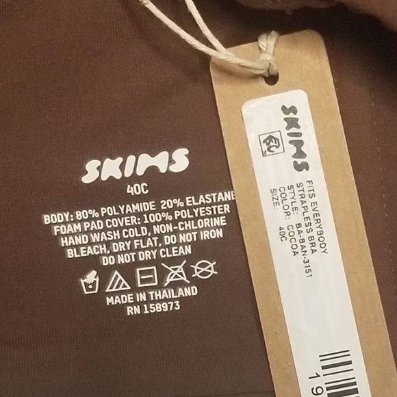 Skims Fits Everybody Strapless Bra Cocoa Brown 40C NWT - Picture 5 of 5
